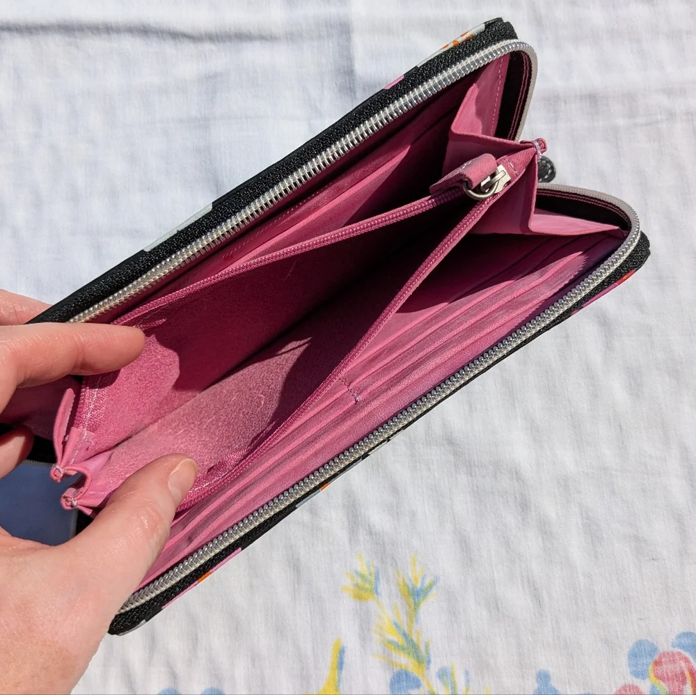 Wallet with Flowers on Black Background Pink Interior Designers Guild